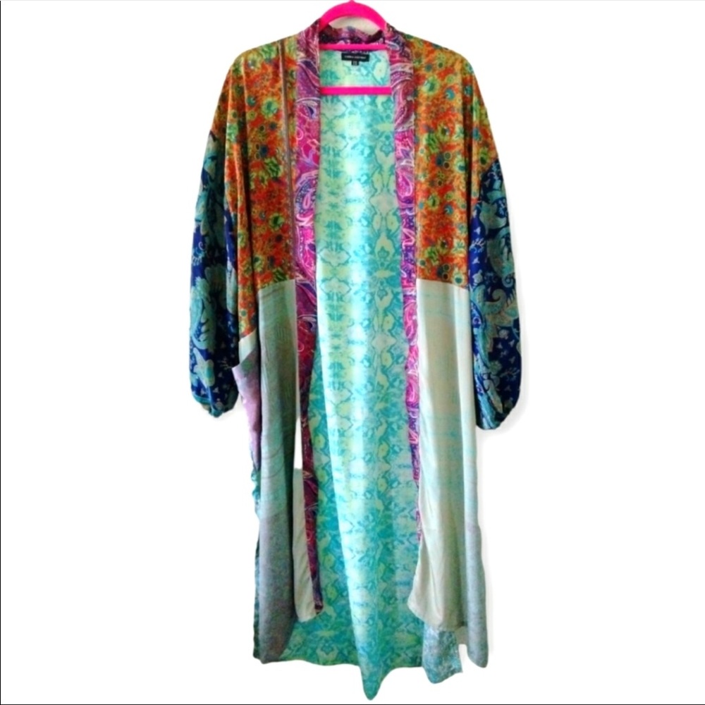 Boho Multicolor Women's Swim Coverup Kimono